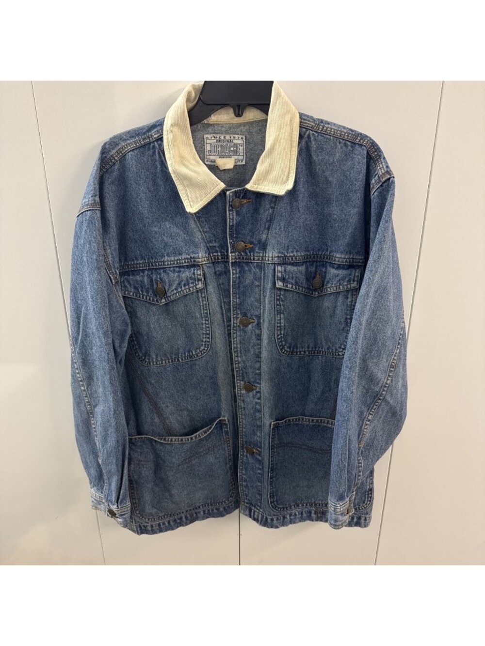 VTG JORDACHE LARGE STONEWASH DENIM‎ JEAN TRUCKER COWBOY RANCH JACKET SZ Large